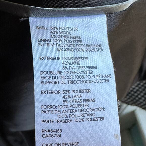 Calvin Klein Walker Coat Houndstooth Vegan Leather Pockets - Picture 11 of 11